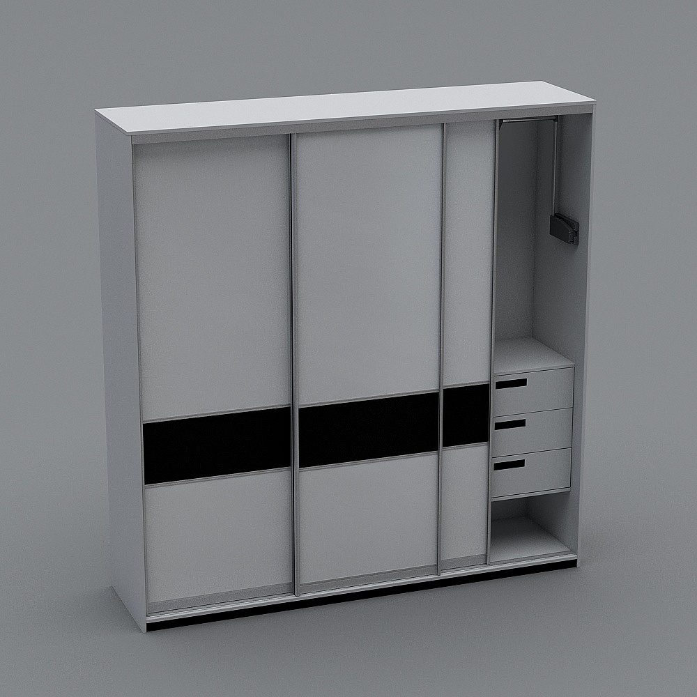 Beyaz minimalist gardrop dolabı 3D modeli