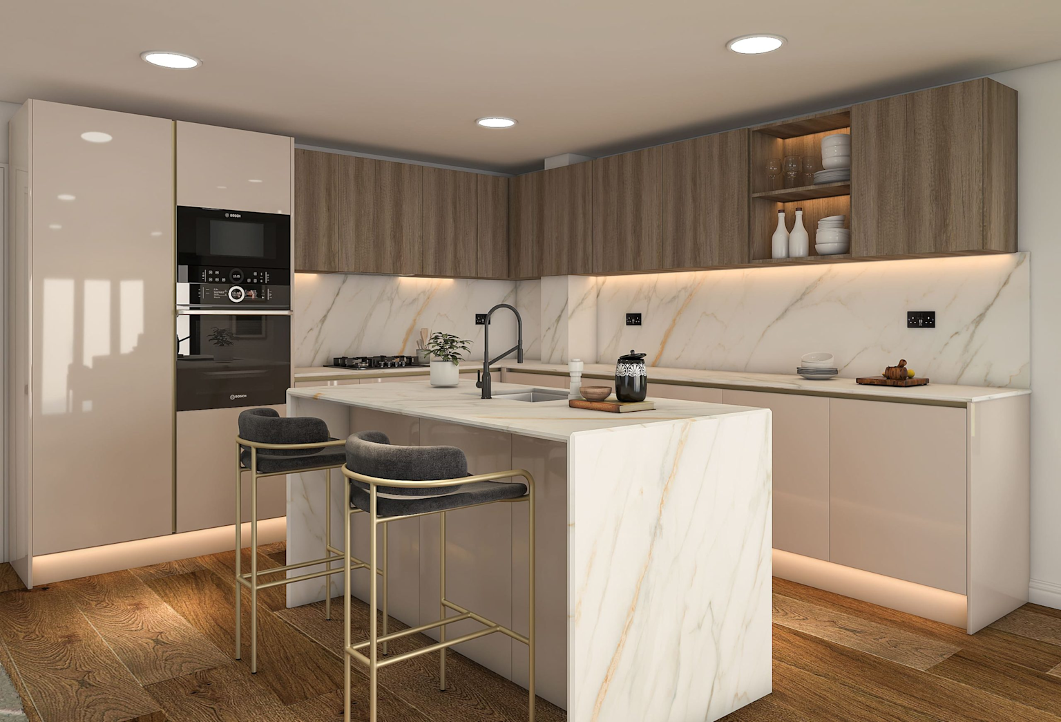 Modern mutfak dolabı 3D render